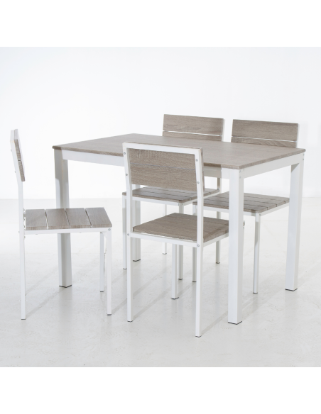MESA + 4 SILLAS SOBE TAUPE