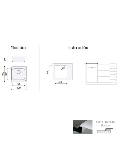 FREGADERO CUADRADO INOX TOKIO