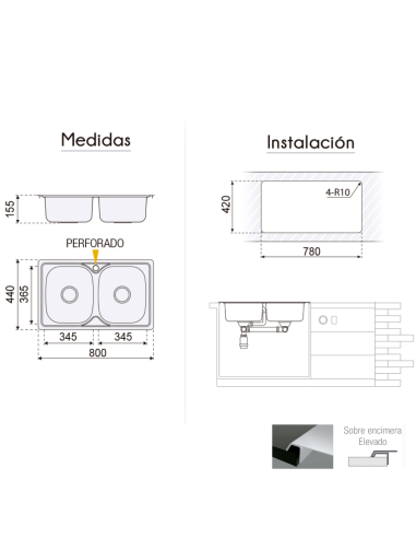 FREGADERO 2 SENOS INOX DUBLIN