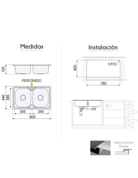 FREGADERO 2 SENOS INOX DUBLIN