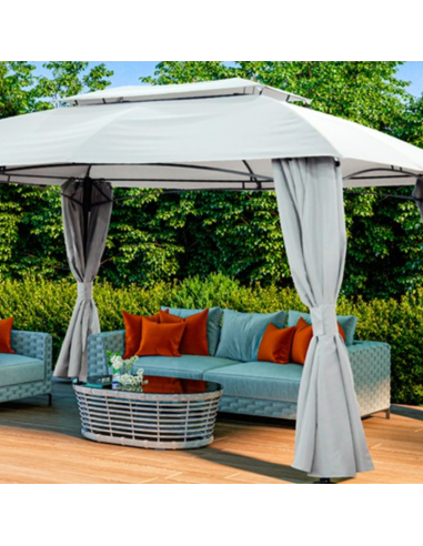 PÉRGOLA 3x4 CORTINAS GRIS