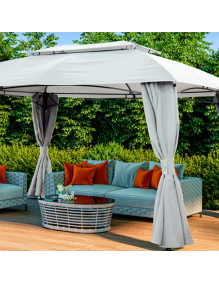 PÉRGOLA 3x4 CORTINAS GRIS