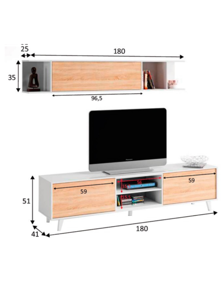 MUEBLE SALÓN TV + ESTANTE ZAIKEN