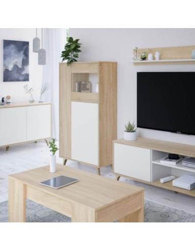 VITRINA SALÓN ROBLE/BLANCO