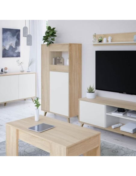 VITRINA SALÓN ROBLE/BLANCO