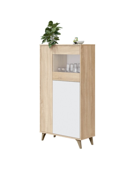 VITRINA SALÓN ROBLE/BLANCO