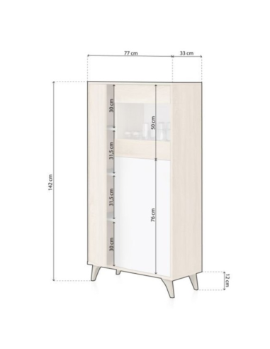 VITRINA SALÓN ROBLE/BLANCO