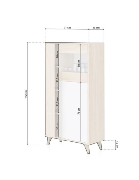 VITRINA SALÓN ROBLE/BLANCO