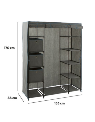 ARMARIO TELA GRIS 170x135x45