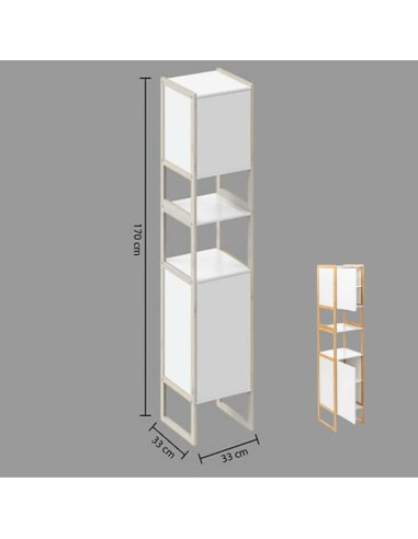 COLUMNA BAÑO BLANCO/MADERA BAMBÚ