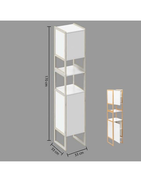 COLUMNA BAÑO BLANCO/MADERA BAMBÚ