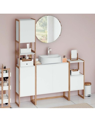 MUEBLE BAÑO BAJO LAVABO BLANCO/MADERA