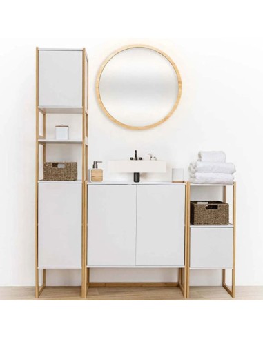 MUEBLE BAÑO BAJO LAVABO BLANCO/MADERA