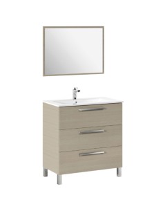 MUEBLE BAÑO 80 + ESPEJO ROBLE CLARO