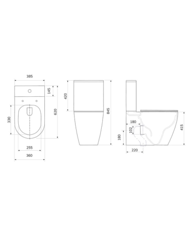 WC SANITARIO PACK SALIDA DUAL BLANCO