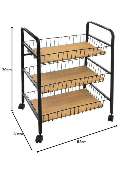 VERDULERO METAL NEGRO/ MADERA