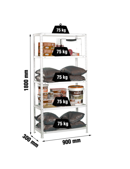 ESTANTERÍA METAL 5 BALDAS BLANCO 180x90x30