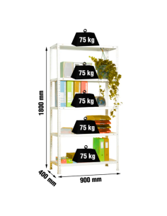 ESTANTERÍA METAL 5 BALDAS BLANCO 180x90x40 2