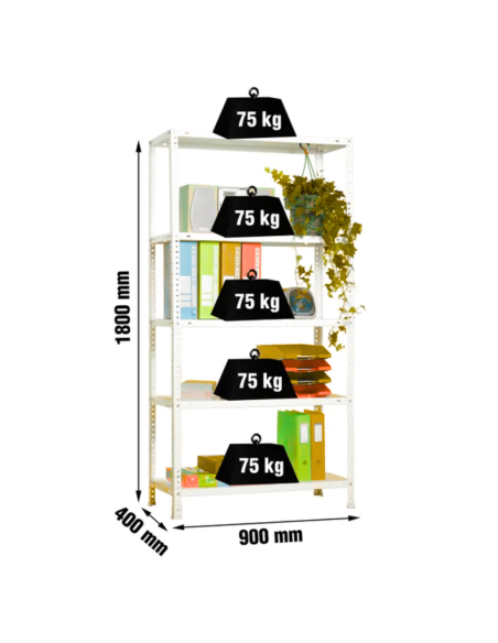 ESTANTERÍA METAL 5 BALDAS BLANCO 180x90x40