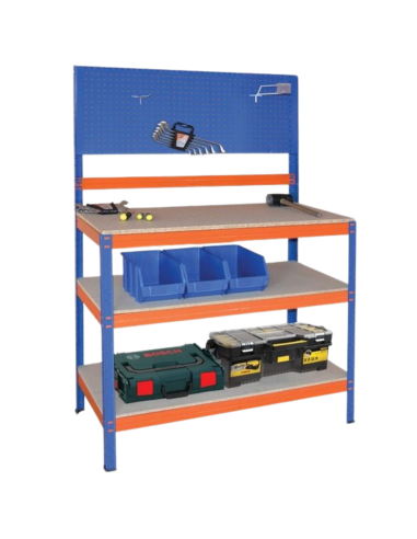 BANCO TRABAJO METAL/MDF 3 BALDAS