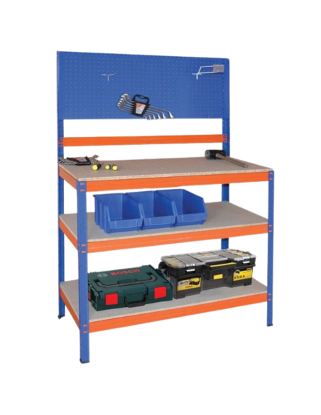 BANCO TRABAJO METAL/MDF 3 BALDAS