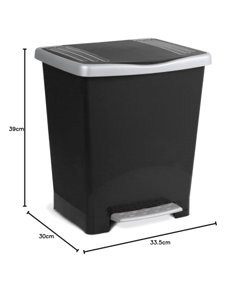 CUBO BASURA PEDAL MILlENIUM NEGRO 25 L.