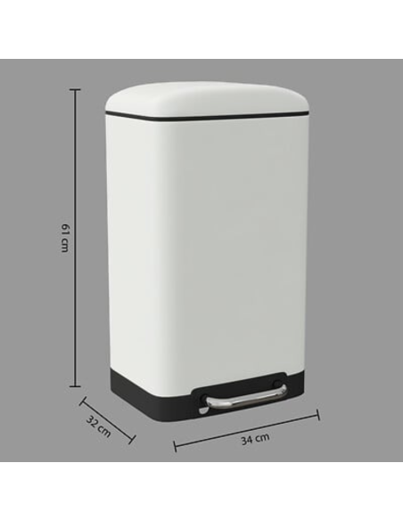 CUBO PEDAL METAL BLANCO 30 L.