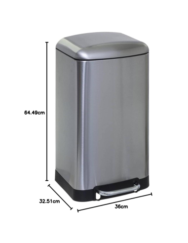 CUBO PEDAL METAL INOX 30 L.