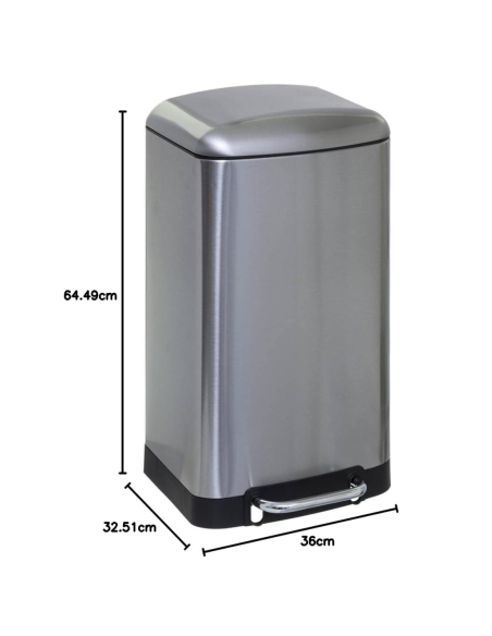 CUBO PEDAL METAL INOX 30 L.