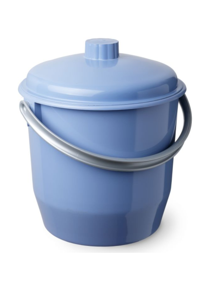 CUBO BASURA REDONDO TAPA AZUL 17 L.