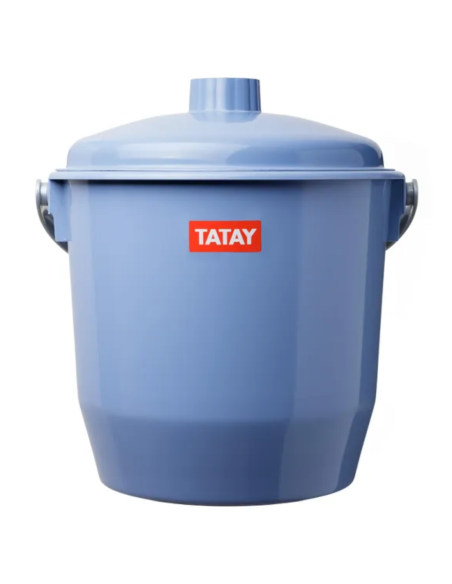 CUBO BASURA REDONDO TAPA AZUL 17 L.