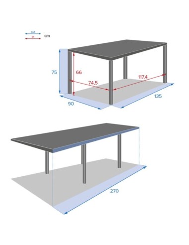 MESA EXTENSIBLE ALUMINO PIAZZA BLANCO