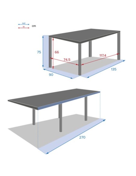 MESA EXTENSIBLE ALUMINO PIAZZA BLANCO