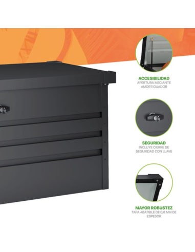 BAÚL EXTERIOR METÁLICO ANTRACITA 450 L.
