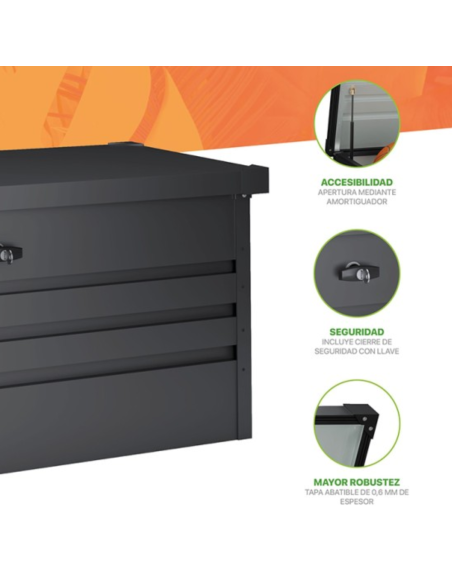 BAÚL EXTERIOR METÁLICO ANTRACITA 450 L.