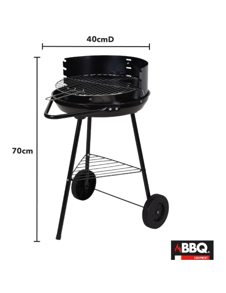 BARBACOA REDONDA CARBÓN + RUEDAS