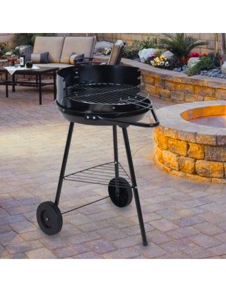 BARBACOA REDONDA CARBÓN + RUEDAS