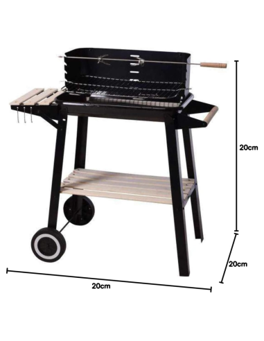BARBACOA RECTANGULAR CARBÓN + RUEDAS