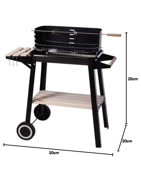 BARBACOA RECTANGULAR CARBÓN + RUEDAS