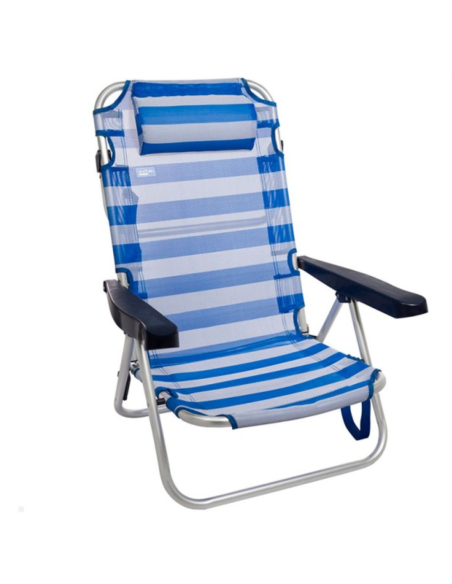 SILLA PLAYA PLEGABLE RAYAS AZUL