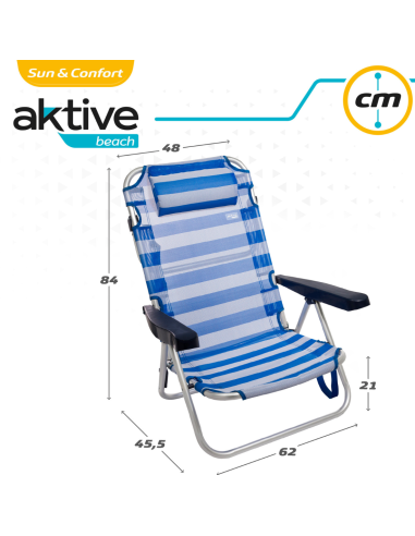 SILLA PLAYA PLEGABLE RAYAS AZUL