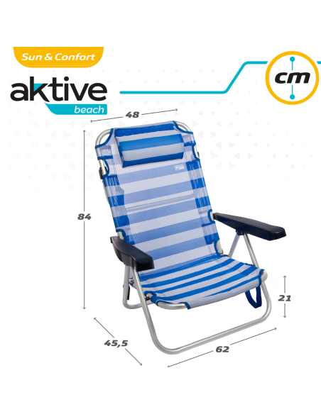 SILLA PLAYA PLEGABLE RAYAS AZUL