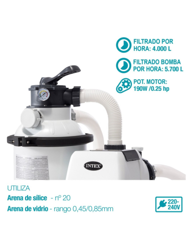 DEPURADORA ARENA/VIDRIO 5700L/H INTEX SX1500