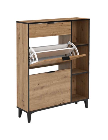 ZAPATERO 2 PUERTAS ROBLE/NEGRO