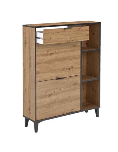 ZAPATERO 2 PUERTAS ROBLE/NEGRO