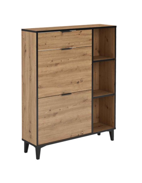 ZAPATERO 2 PUERTAS ROBLE/NEGRO