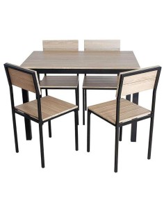 MESA + 4 SILLAS SOBE TAUPE NEGRO