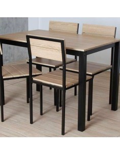 MESA + 4 SILLAS SOBE TAUPE NEGRO 2