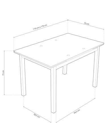 MESA COCINA EXTENSIBLE CRISTAL