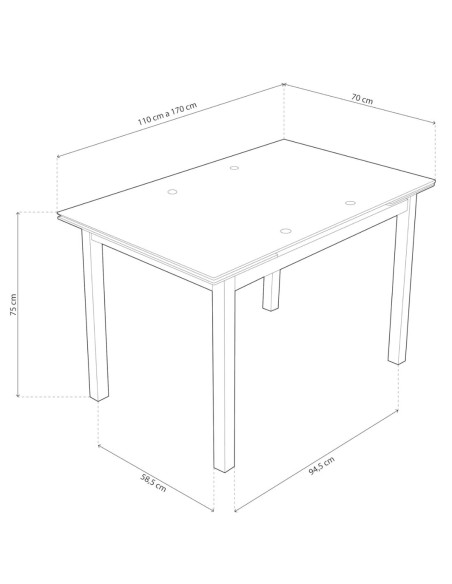 MESA COCINA EXTENSIBLE CRISTAL